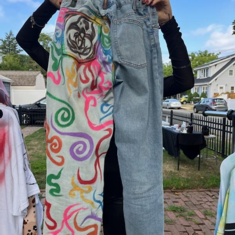 Cosmic Thunder... 🍄 Cosmic Shrooms 🍄 Custom Hand Painted Glow in the Jeans